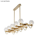GobekUsa Contemporary Island Lamp: 10 Glass Bulbs in Clear/Amber/Smoke Suspended Fixture - Black/Brass for Bedroom