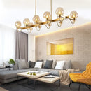 GobekUsa Contemporary Island Lamp: 10 Glass Bulbs in Clear/Amber/Smoke Suspended Fixture - Black/Brass for Bedroom