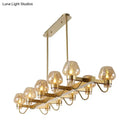 GobekUsa Contemporary Island Lamp: 10 Glass Bulbs in Clear/Amber/Smoke Suspended Fixture - Black/Brass for Bedroom