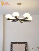 GobekUsa Cream Wood LED Chandelier, Modern Design for Living Room & Bedroom