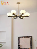 GobekUsa Cream Wood LED Chandelier, Modern Design for Living Room & Bedroom