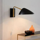 GobekUsa Modern Curved Arm Wall Lamp with Metal Frame and Geometric Shade - Bedroom Wall Lighting