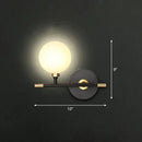 GobekUsa Contemporary Black Opal Glass Ball Bedside Sconce - Wall Mounted Light