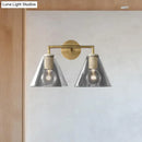 GobekUsa Minimalist Glass Cone Wall Sconce, 1/2 Lights, Black/Brass, Bedside Lighting