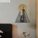 GobekUsa Minimalist Glass Cone Wall Sconce, 1/2 Lights, Black/Brass, Bedside Lighting