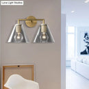 GobekUsa Minimalist Glass Cone Wall Sconce, 1/2 Lights, Black/Brass, Bedside Lighting