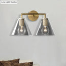 GobekUsa Minimalist Glass Cone Wall Sconce, 1/2 Lights, Black/Brass, Bedside Lighting