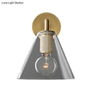 GobekUsa Minimalist Glass Cone Wall Sconce, 1/2 Lights, Black/Brass, Bedside Lighting