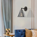 GobekUsa Minimalist Glass Cone Wall Sconce, 1/2 Lights, Black/Brass, Bedside Lighting
