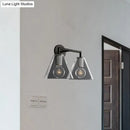 GobekUsa Minimalist Glass Cone Wall Sconce, 1/2 Lights, Black/Brass, Bedside Lighting