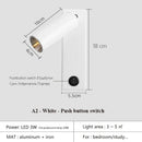 GobekUsa Black Brass LED Wall Lamp Sconce with Switch and USB Port, 3W Spotlight