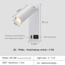 GobekUsa Black Brass LED Wall Lamp Sconce with Switch and USB Port, 3W Spotlight