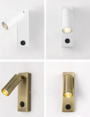 GobekUsa Black Brass LED Wall Lamp Sconce with Switch and USB Port, 3W Spotlight