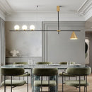 GobekUsa Minimalist Modern Linear Chandelier with Spherical White Glass Ceiling Light Fixture