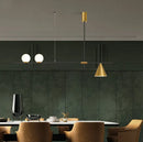 GobekUsa Minimalist Modern Linear Chandelier with Spherical White Glass Ceiling Light Fixture