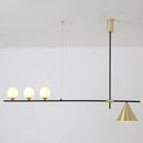 GobekUsa Minimalist Modern Linear Chandelier with Spherical White Glass Ceiling Light Fixture
