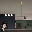 GobekUsa Minimalist Modern Linear Chandelier with Spherical White Glass Ceiling Light Fixture