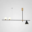 GobekUsa Minimalist Modern Linear Chandelier with Spherical White Glass Ceiling Light Fixture