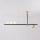 GobekUsa Minimalist Modern Linear Chandelier with Spherical White Glass Ceiling Light Fixture