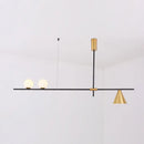 GobekUsa Minimalist Modern Linear Chandelier with Spherical White Glass Ceiling Light Fixture