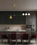GobekUsa Minimalist Modern Linear Chandelier with Spherical White Glass Ceiling Light Fixture