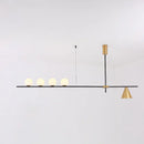 GobekUsa Minimalist Modern Linear Chandelier with Spherical White Glass Ceiling Light Fixture
