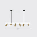 GobekUsa Gold Metal Island Ceiling Light - Postmodern Electroplated Tube Spotlight for Dining Room