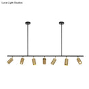 GobekUsa Gold Metal Island Ceiling Light - Postmodern Electroplated Tube Spotlight for Dining Room