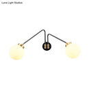 GobekUsa Hand Blown Milk Glass Bedside Wall Mount Sconce - Minimalistic Angled Arm Design with 2 Bulbs in Black