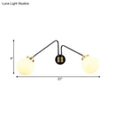 GobekUsa Hand Blown Milk Glass Bedside Wall Mount Sconce - Minimalistic Angled Arm Design with 2 Bulbs in Black