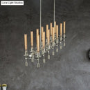 GobekUsa Modern Black/Brass/Nickel Tube Island Chandelier - Multi-Light Fluted Glass LED Hanging Lamp with Linear Design