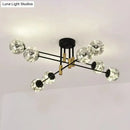 GobekUsa Starry Nordic Ball Semi Flush Light Fixture in Black, Smoke Glass - Ideal for Living Room Ceiling - Stylish Ceiling Lamp