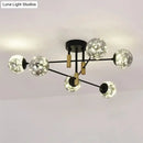 GobekUsa Starry Nordic Ball Semi Flush Light Fixture in Black, Smoke Glass - Ideal for Living Room Ceiling - Stylish Ceiling Lamp