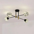 GobekUsa Starry Nordic Ball Semi Flush Light Fixture in Black, Smoke Glass - Ideal for Living Room Ceiling - Stylish Ceiling Lamp