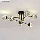 GobekUsa Starry Nordic Ball Semi Flush Light Fixture in Black, Smoke Glass - Ideal for Living Room Ceiling - Stylish Ceiling Lamp