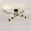 GobekUsa Starry Nordic Ball Semi Flush Light Fixture in Black, Smoke Glass - Ideal for Living Room Ceiling - Stylish Ceiling Lamp