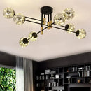 GobekUsa Starry Nordic Ball Semi Flush Light Fixture in Black, Smoke Glass - Ideal for Living Room Ceiling - Stylish Ceiling Lamp
