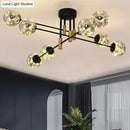 GobekUsa Starry Nordic Ball Semi Flush Light Fixture in Black, Smoke Glass - Ideal for Living Room Ceiling - Stylish Ceiling Lamp
