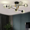 GobekUsa Starry Nordic Ball Semi Flush Light Fixture in Black, Smoke Glass - Ideal for Living Room Ceiling - Stylish Ceiling Lamp