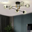 GobekUsa Starry Nordic Ball Semi Flush Light Fixture in Black, Smoke Glass - Ideal for Living Room Ceiling - Stylish Ceiling Lamp