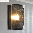 GobekUsa Modern Black/Brass Rectangular Sconce Light with Clear Faceted Crystal and 1 Bulb