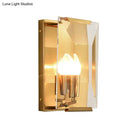 GobekUsa Modern Black/Brass Rectangular Sconce Light with Clear Faceted Crystal and 1 Bulb