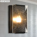 GobekUsa Modern Black/Brass Rectangular Sconce Light with Clear Faceted Crystal and 1 Bulb