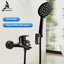 GobekUsa Black Brass Single Handle Shower Faucet Set with Hand Shower Head