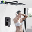 GobekUsa Black Brass Shower Faucet with 2-Way Mixer, Handshower and Rainfall Head