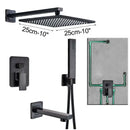 GobekUsa Black Brass Shower Faucet with 2-Way Mixer, Handshower and Rainfall Head