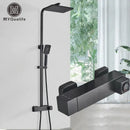 GobekUsa Black Brass Shower Faucet with 8" Rainfall Shower Head and Tub Spout