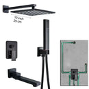 GobekUsa Black Brass Shower Faucet with 2-Way Mixer, Handshower and Rainfall Head