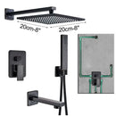 GobekUsa Black Brass Shower Faucet with 2-Way Mixer, Handshower and Rainfall Head