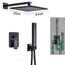 GobekUsa Black Brass Shower Faucet with 2-Way Mixer, Handshower and Rainfall Head